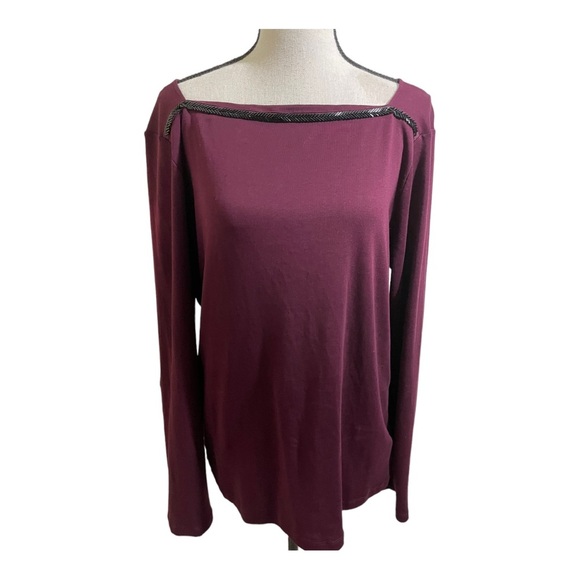 Lauren Ralph Lauren womens square neck beaded trim. Long sleeve. Size X-large - Picture 2 of 10